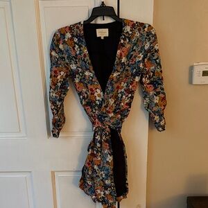 Sezane Floral Mini Nadia Dress - Multicolor wrap dress